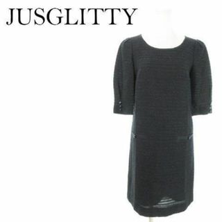 JUSGLITTY - ジャスグリッティー ツイードミニ丈ワンピース ラメ 1 紺 230830AO2A