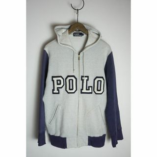 ポロ(POLO（RALPH LAUREN）)の希少90's ラルフローレン デカロゴ パーカー RRL 灰紺 311O▲(パーカー)