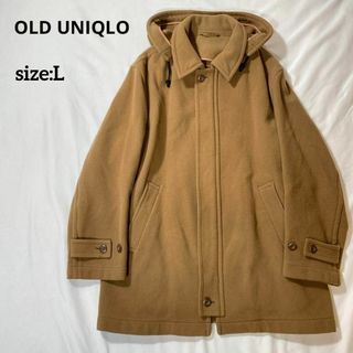 ユニクロ(UNIQLO)のオールドユニクロ　ジップアップフーデッドコート　ステンカラー　キャメル　L(ダッフルコート)