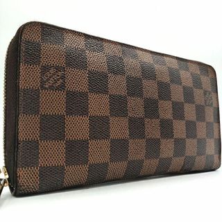 ルイヴィトン(LOUIS VUITTON)の美品✨ルイヴィトン ダミエ エベヌ ジッピー オーガナイザー PVC 茶色(長財布)