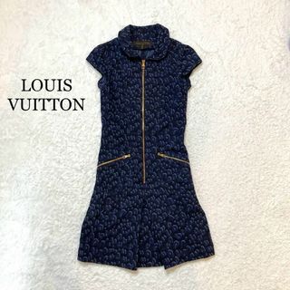 ルイヴィトン(LOUIS VUITTON)の【未使用級】 LOUIS VUITTON デニム ワンピース 総柄 レオパード(ひざ丈ワンピース)