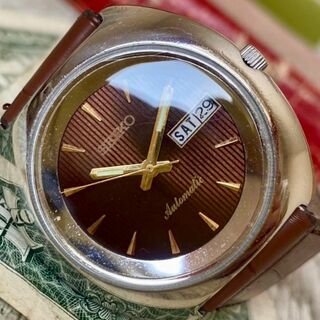 セイコー(SEIKO)の【レトロな雰囲気】セイコー メンズ腕時計 ブラウン 自動巻き ヴィンテージ(腕時計(アナログ))