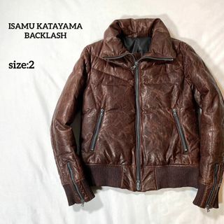 イサムカタヤマバックラッシュ(ISAMUKATAYAMA BACKLASH)のイサムカタヤマバックラッシュ　ステアハイドレザーダウンブルゾン　ブラウン　2(ダウンジャケット)