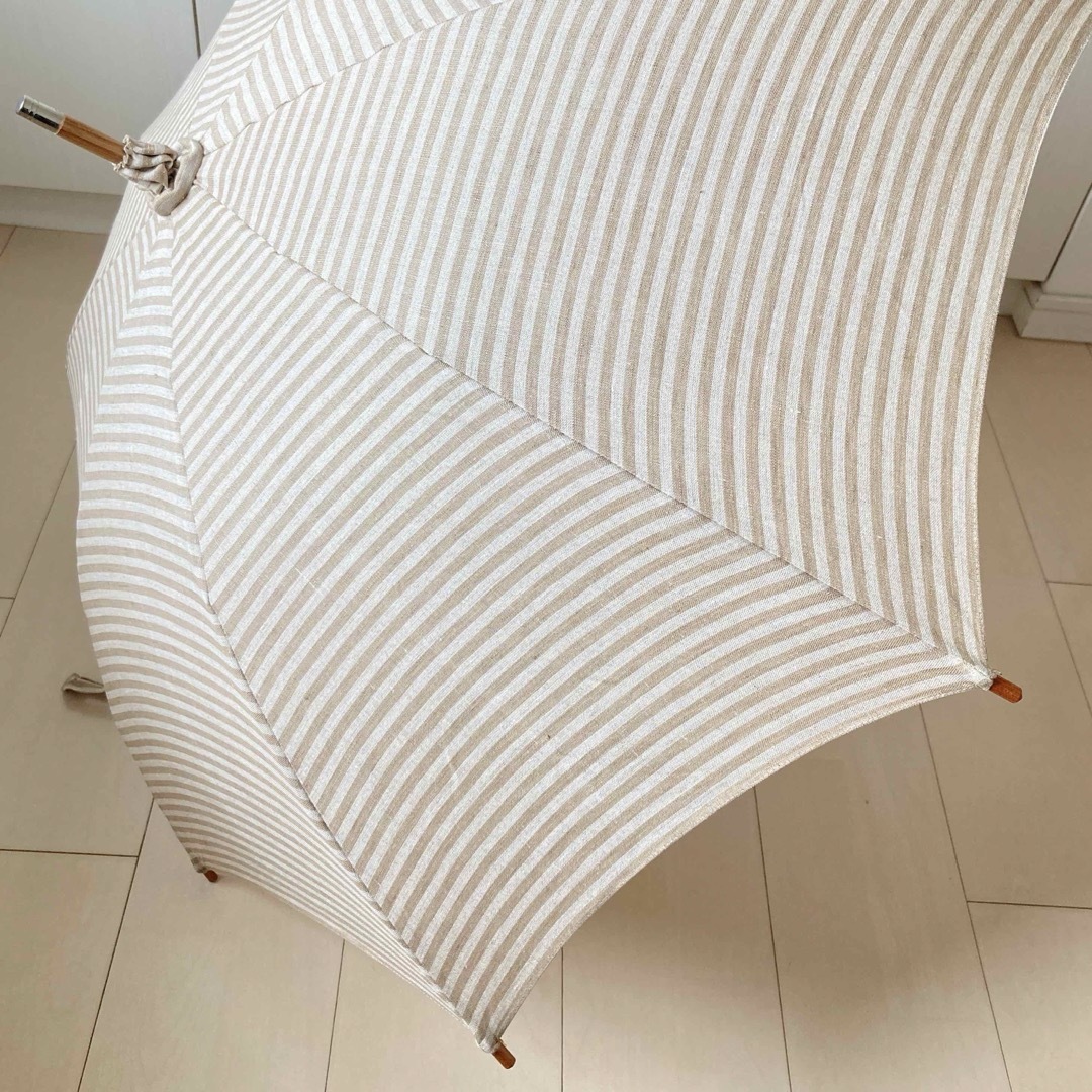 日傘　ストライプ　ベージュ　Claska do 傘工房ミヤシタ　UVカット レディースのファッション小物(傘)の商品写真