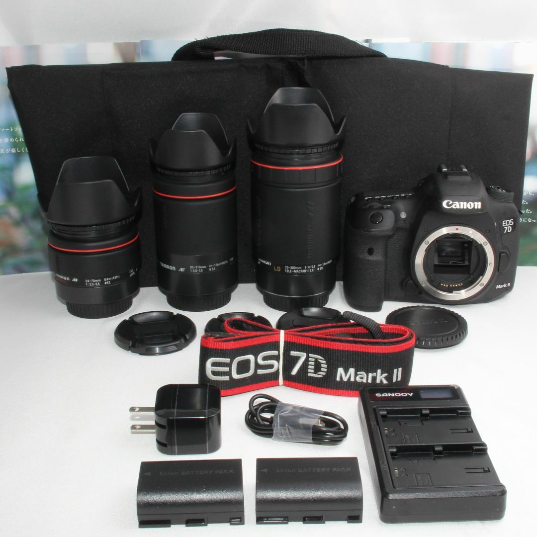 Canon(キヤノン)の❤️予備バッテリー付❤️Canon EOS 7D Mark II トリプルレンズ スマホ/家電/カメラのカメラ(デジタル一眼)の商品写真