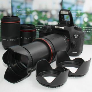キヤノン(Canon)の❤️予備バッテリー付❤️Canon EOS 7D Mark II トリプルレンズ(デジタル一眼)
