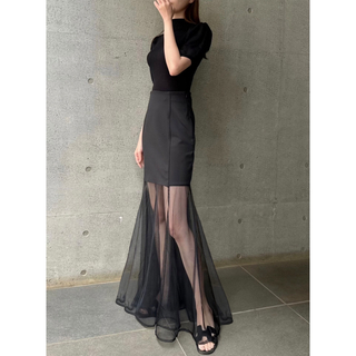 【新品タグ付き】グレイル 異素材チュールマーメイドスカート ブラック Sサイズ