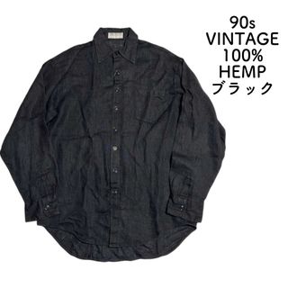 ヴィンテージ(VINTAGE)の100%HEMP 90s ビンテージ JUS NATURALE ヘンプシャツ 黒(シャツ)