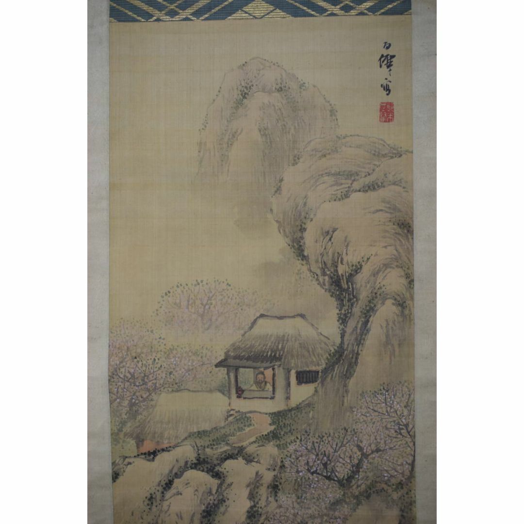 真作】鈴木松年/百僊/春山幽居図/梅花山水人物図/掛軸☆宝船☆Z 真作】鈴木松年/百僊/春山幽居図/梅花山水人物図/掛軸☆宝船☆Z