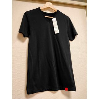 グンゼ(GUNZE)のGUNZE タグ付き新品 Vネック Tシャツ Ｍサイズ ブラック 日本製(Tシャツ/カットソー(半袖/袖なし))