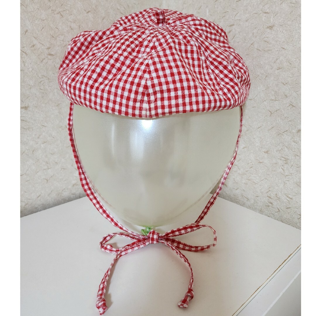 ベレー帽 赤ギンガムチェック ロリータ 甘ロリ レディースの帽子(ハンチング/ベレー帽)の商品写真