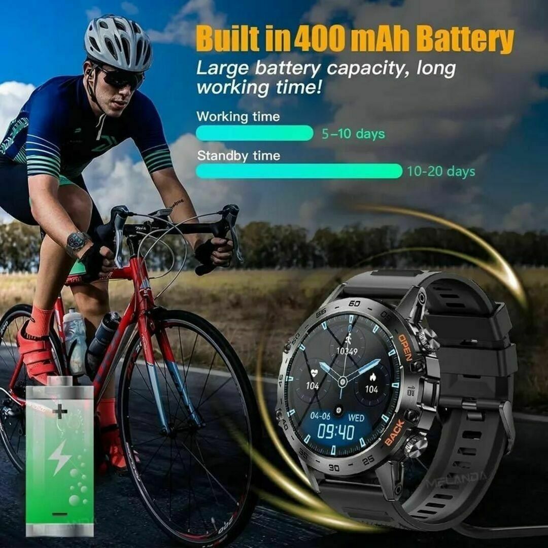 新品　K-52　スマートウォッチ　金属ベルト　シリコンベルト　ベルト2本付き メンズの時計(腕時計(デジタル))の商品写真
