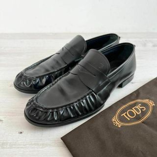 トッズ(TOD'S)のトッズ レザー ローファー ブラック コインローファー 皺加工(ブーツ)