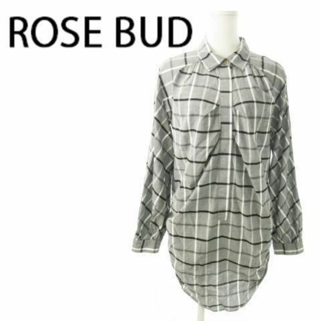 ROSE BUD(ローズバッド)のローズバッド 長袖チェックシャツ ギャザー F グレー 230831AO8A レディースのトップス(シャツ/ブラウス(長袖/七分))の商品写真