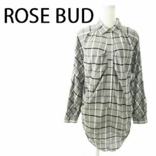 ローズバッド(ROSE BUD)のローズバッド 長袖チェックシャツ ギャザー F グレー 230831AO8A(シャツ/ブラウス(長袖/七分))