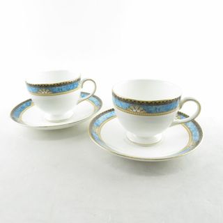 ウェッジウッド(WEDGWOOD)の美品 WEDGWOOD ウェッジウッド カーゾン カップ＆ソーサー 2客 ペア ティー コーヒー リー SO1090F (グラス/カップ)