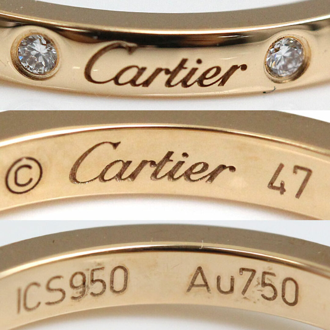 Cartier(カルティエ)のCARTIER カルティエ K18PG ピンクゴールド バレリーナ カーブ ウェディング 3P ダイヤ リング・指輪 CRB4098647 ダイヤモンド 7号 47 2.4g レディース【中古】【美品】 レディースのアクセサリー(リング(指輪))の商品写真
