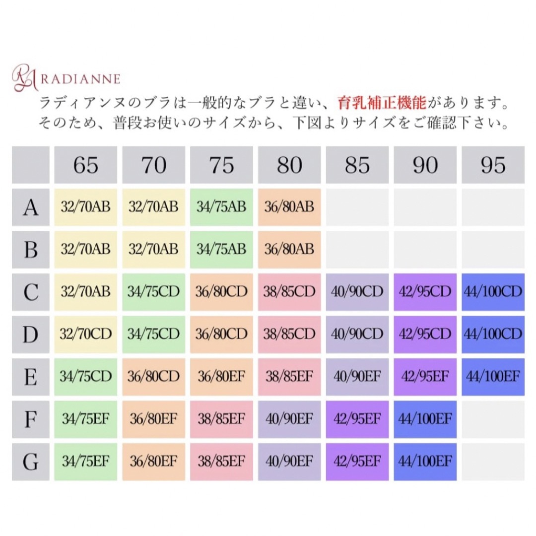 Radianne（R）(ラディアンヌ)の新品 ラディアンヌ 脇肉カップインブラ 育乳ブラジャー レディースの下着/アンダーウェア(ブラ)の商品写真