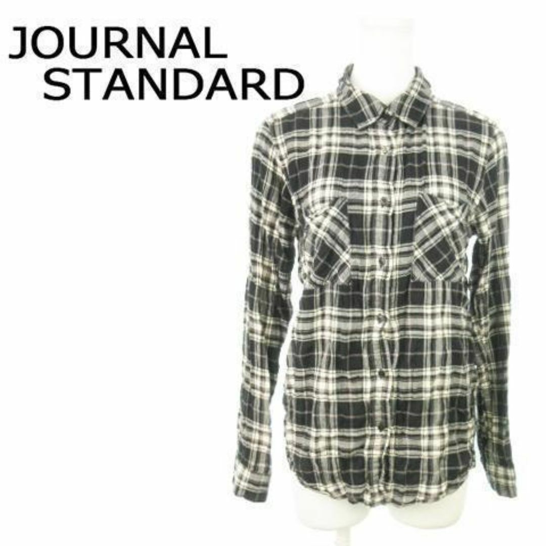 JOURNAL STANDARD(ジャーナルスタンダード)のジャーナルスタンダード 長袖チェックシャツ シワ加工 黒 230920AO1 レディースのトップス(シャツ/ブラウス(長袖/七分))の商品写真