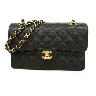 CHANEL - 【3cc2088-e-g】シャネル ショルダーバッグ/マトラッセ/Wフラップ Wチェーン/キャビアスキン/ブラック/ゴールド金具 【中古】 レディース