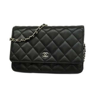 シャネル(CHANEL)の【3cc2008-g】シャネル ショルダーウォレット/マトラッセ/チェーンショルダー/ラムスキン/ブラック/シルバー金具 【中古】 レディース(財布)