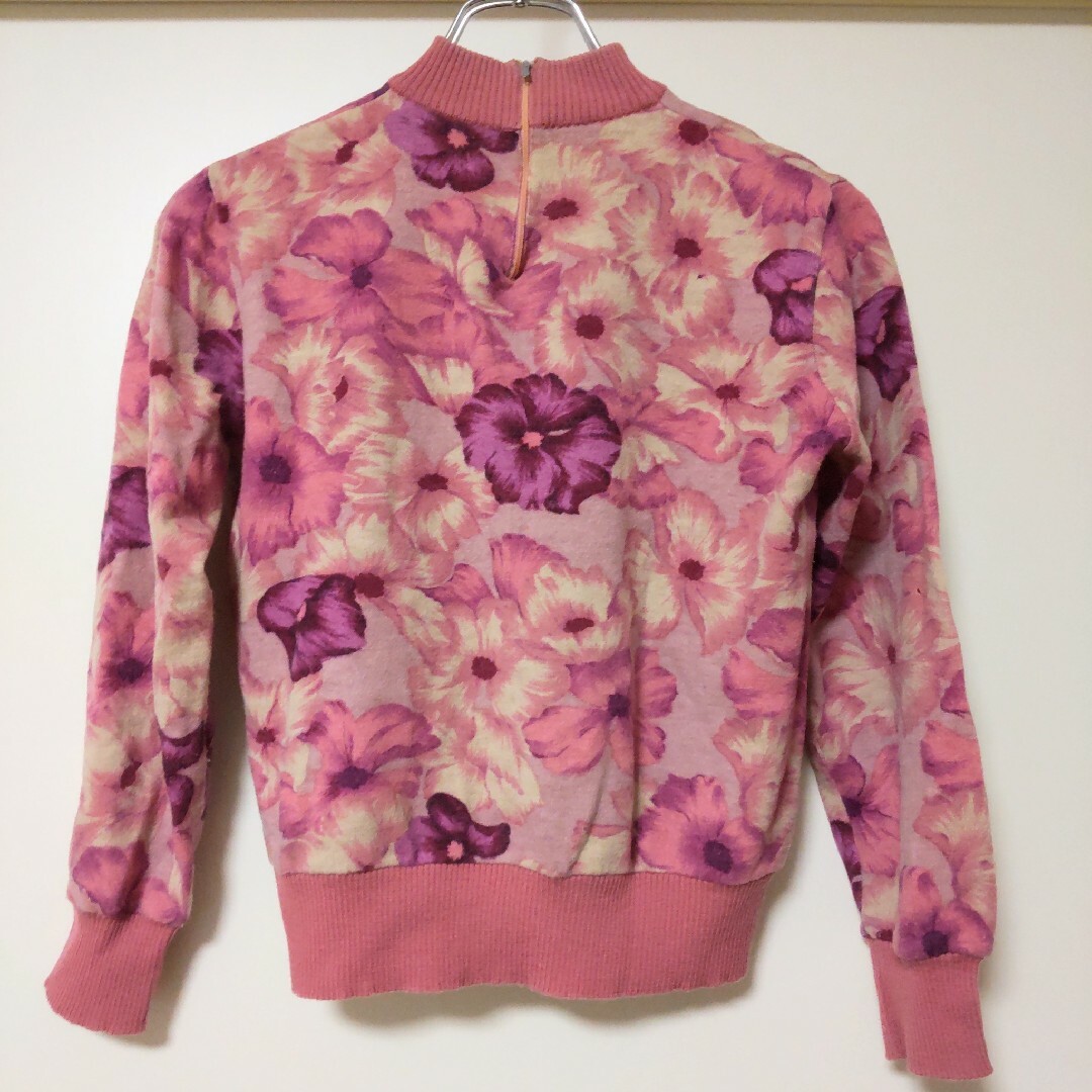 2way 花柄 長袖ニット セーター チャック付 ピンク レディースのトップス(ニット/セーター)の商品写真