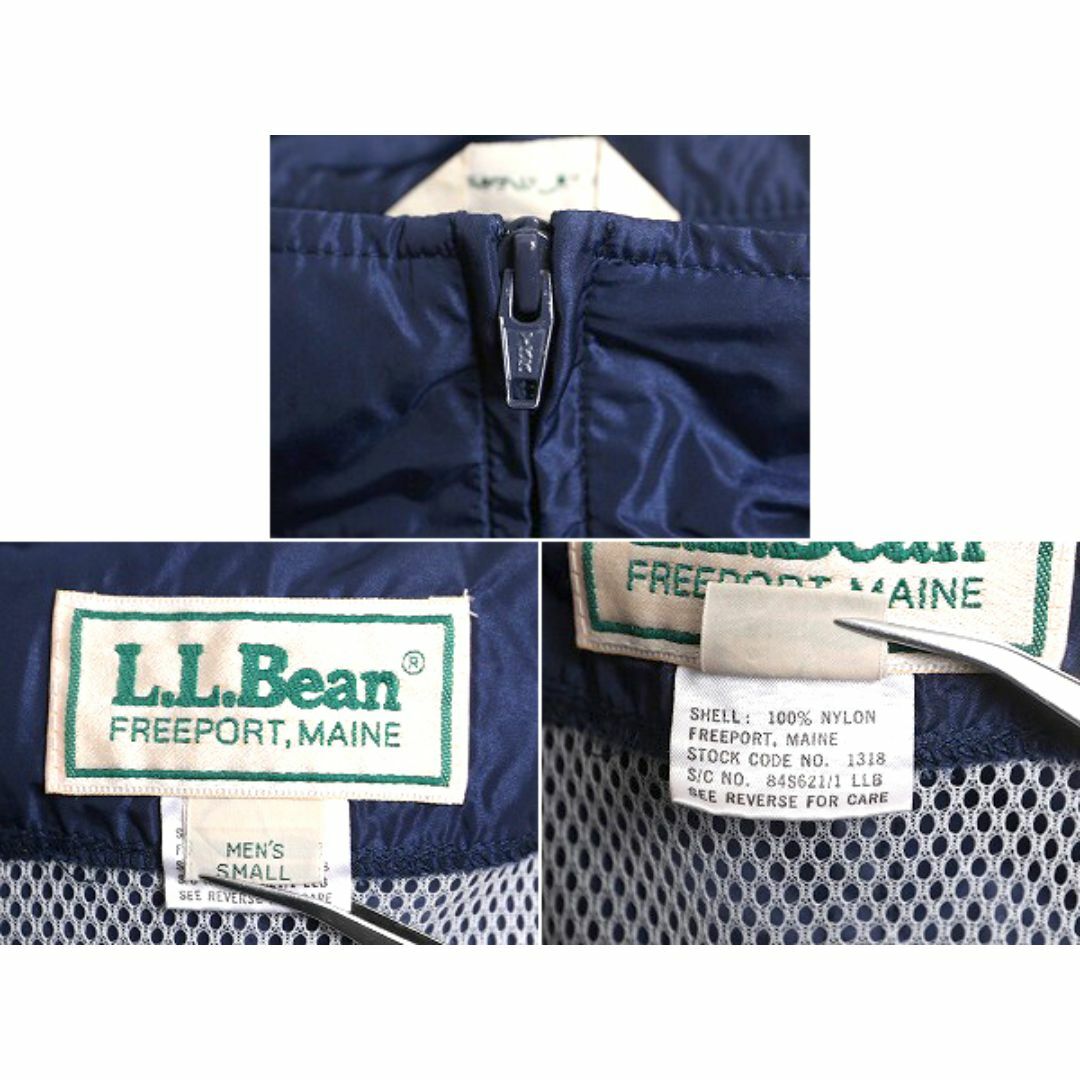 L.L.Bean(エルエルビーン)の80s エルエルビーン ナイロン ジャケット メンズ S 古着 80年代 ヴィンテージ LLBean アウトドア フルジップ ハイネック 企業 ブルゾン 紺 メンズのジャケット/アウター(ナイロンジャケット)の商品写真