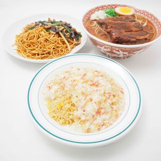 美品 青椒肉絲 チンジャオロース 焼きそば 中華そば ラーメン 蟹肉炒飯 チャーハン 食品サンプル 3点 セット おまとめ 実物大 中華 展示用 HO335 (その他)