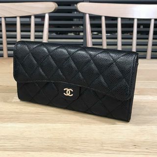 シャネル(CHANEL)の新品同様 シャネル マトラッセ クラシック ロングフラップウォレット 長財布 黒(財布)