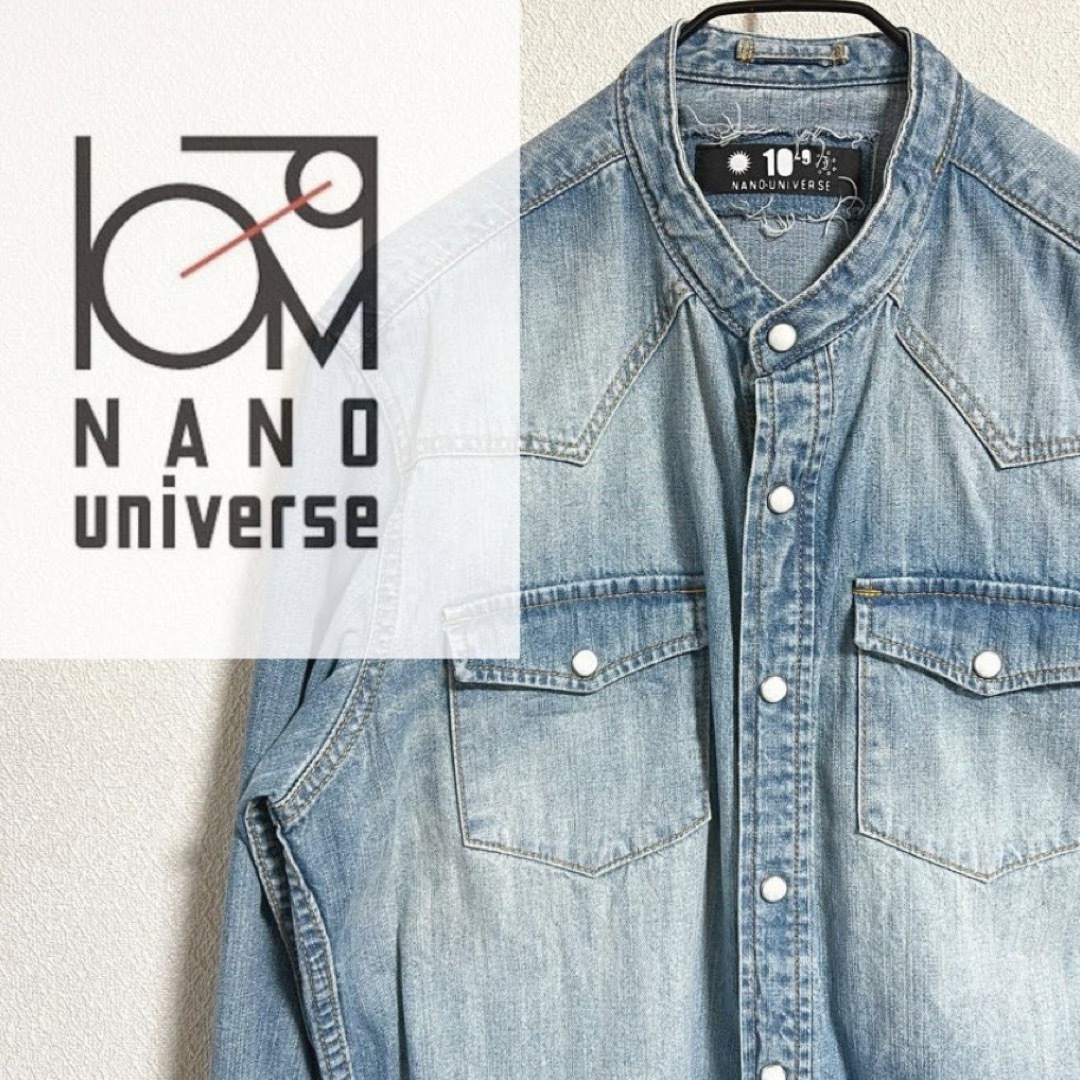 nano・universe(ナノユニバース)のNANO UNIVERSE バンドカラー 長袖　デニム　ウエスタン　シャツ メンズのトップス(シャツ)の商品写真
