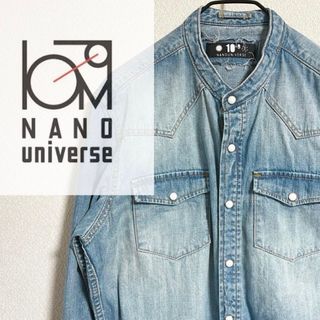 nano・universe - NANO UNIVERSE バンドカラー 長袖　デニム　ウエスタン　シャツ