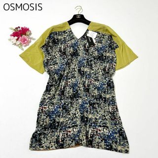 OSMOSIS - 未使用 OSMOSIS チュニックワンピース 総柄 半袖 イエロー ドロップ