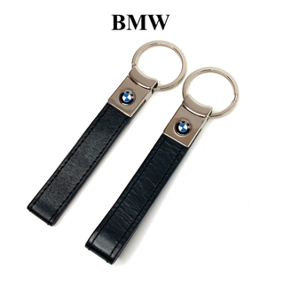 ビーエムダブリュー(BMW)のBMW  純正　ロゴ　レザー　革　キーホルダー　ブラック　黒　2個(車内アクセサリ)