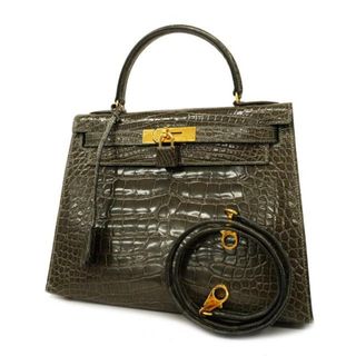 エルメス(Hermes)の【3cb0567-g】エルメス ツーウェイバッグ/ケリー28/〇W刻印/アリゲーター/グレー/ゴールド金具 【中古】 レディース(その他)