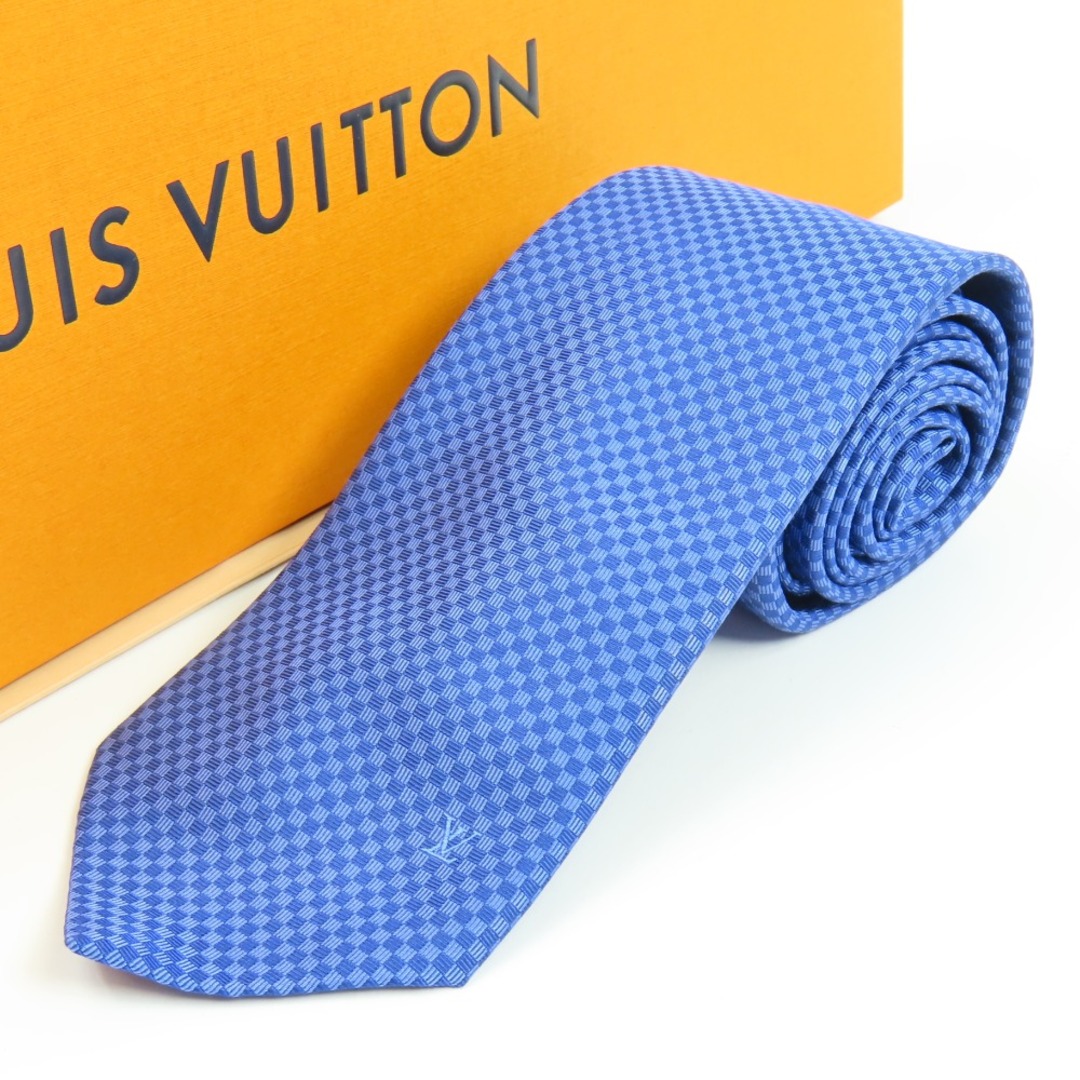未使用品 LOUIS VUITTON ルイヴィトン ビジネス Yシャツ スーツ ダミエ柄 シルク100% ネクタイ シルク ブルー メンズ【中古】 |  フリマアプリ ラクマ