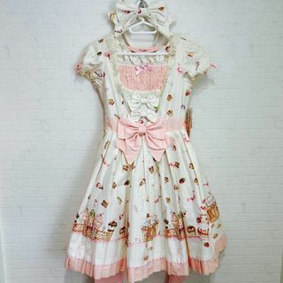 アンジェリックプリティー(Angelic Pretty)の新品　アンジェリックプリティ　お菓子の国　ワンピース　カチューシャ(ひざ丈ワンピース)