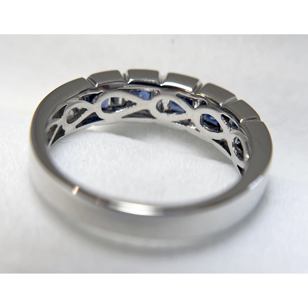 [新品同様]K18ホワイトゴールド金天然ダイヤモンドサファイアリング指輪日本製 レディースのアクセサリー(リング(指輪))の商品写真
