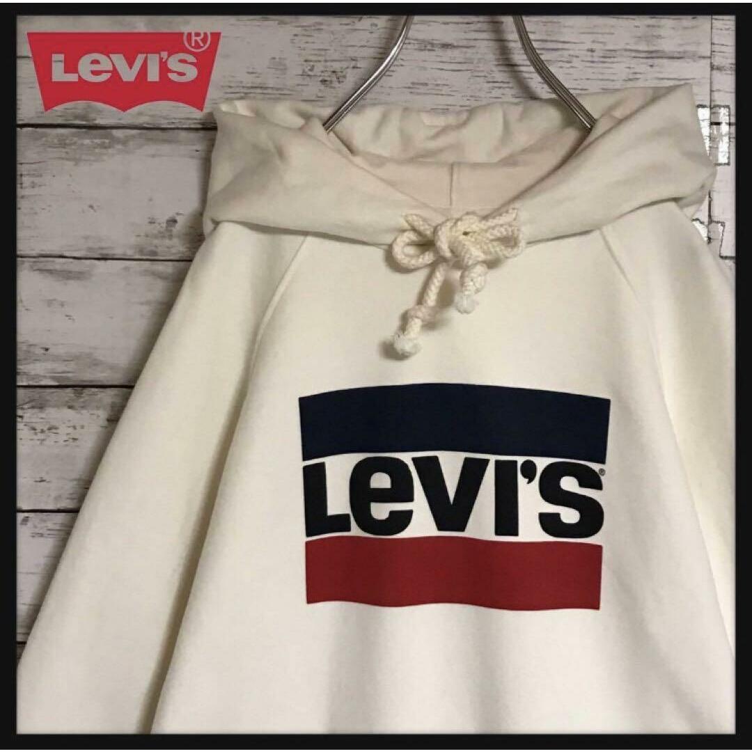 Levi's(リーバイス)の【美品】リーバイス　ビックプリントパーカー　薄ベージュ　人気デザインA857R メンズのトップス(パーカー)の商品写真