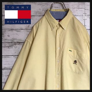 トミーヒルフィガー(TOMMY HILFIGER)の【人気定番】トミーヒルフィガー　刺繍ロゴ入り長袖シャツ　イエロー　E1100(シャツ)