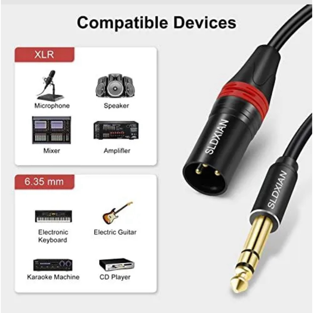 SLDXIAN 1/4インチ XLR ステレオオスからオスギターケーブル　8M 楽器のレコーディング/PA機器(ケーブル)の商品写真