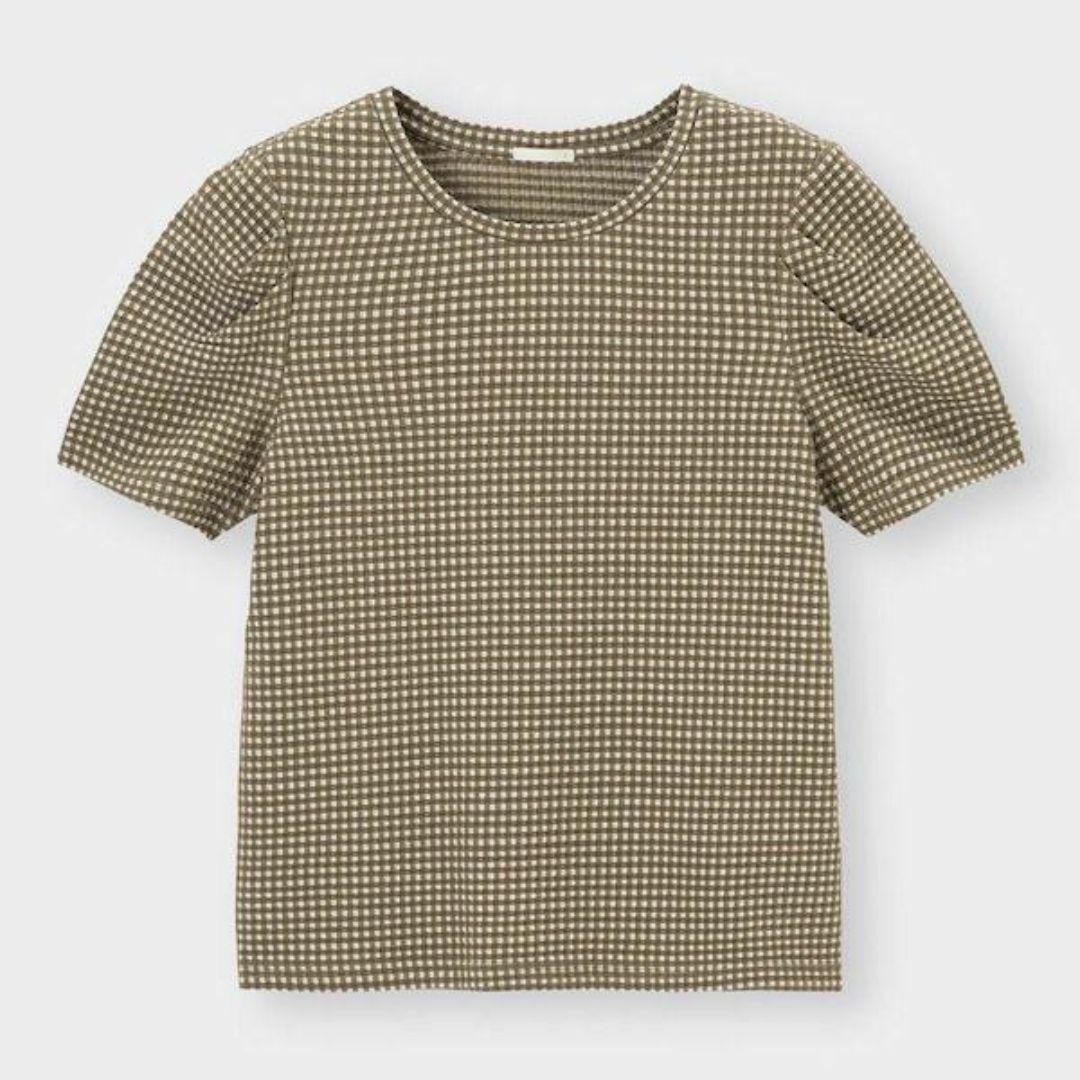 GU(ジーユー)のジーユー　タックスリーブT　tシャツ　カットソー　レーディス　半袖　ブラウス レディースのトップス(Tシャツ(半袖/袖なし))の商品写真