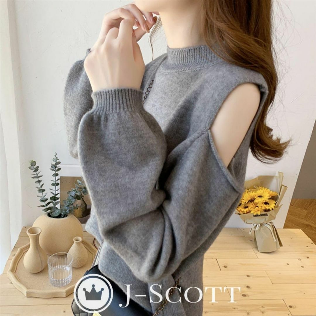[J-Scott] ［ジェイスコット］ 肩出しセーター ショルダーカット 長袖  レディースのファッション小物(その他)の商品写真