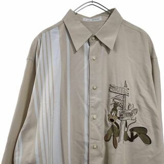 GREENCLUBS  グーフィー刺繍　レトロ長袖シャツ　ヴィンテージ　XL f(シャツ)