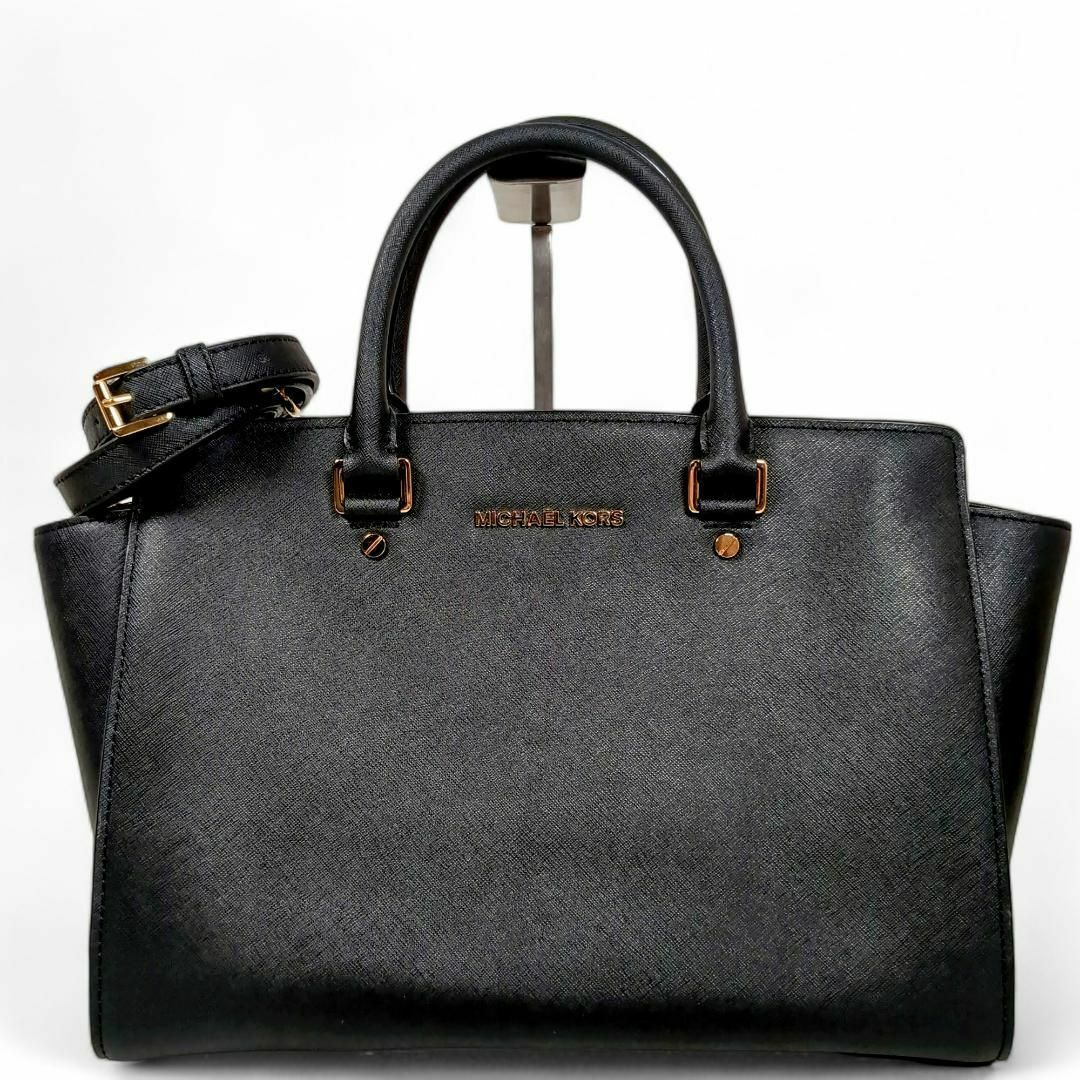 Michael Kors(マイケルコース)の美品 マイケルコース ショルダーバッグ ハンドバッグ 2way A4可 ブラック レディースのバッグ(ハンドバッグ)の商品写真