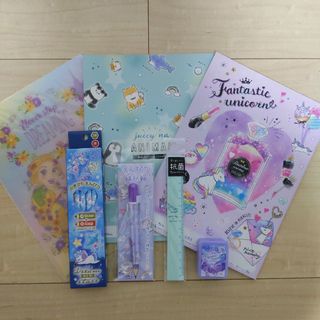 ラプンツェル(ラプンツェル)の文具セット② （かきかたえんぴつ/下敷き/連絡帳)　ユニコーン　ラプンツェル(ノート/メモ帳/ふせん)