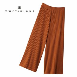 マルティニーク(martinique)のマルティニーク プリーツパンツ　ニットワイドパンツ　フレアパンツ　オレンジ　茶色(カジュアルパンツ)