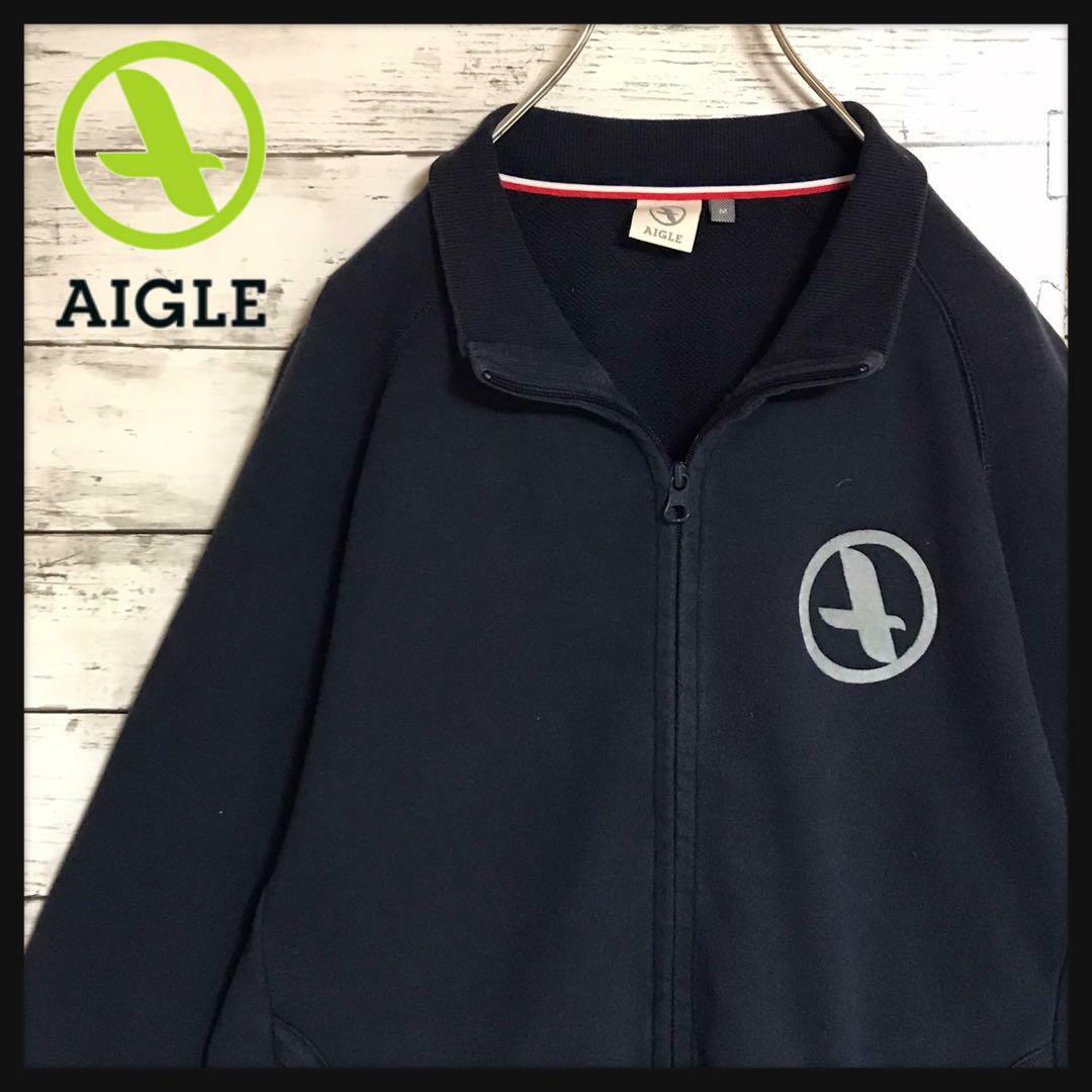 AIGLE(エーグル)の【人気定番】エーグル　ロゴ入りジップアップスウェット　ネイビー　定番　F878 メンズのトップス(スウェット)の商品写真