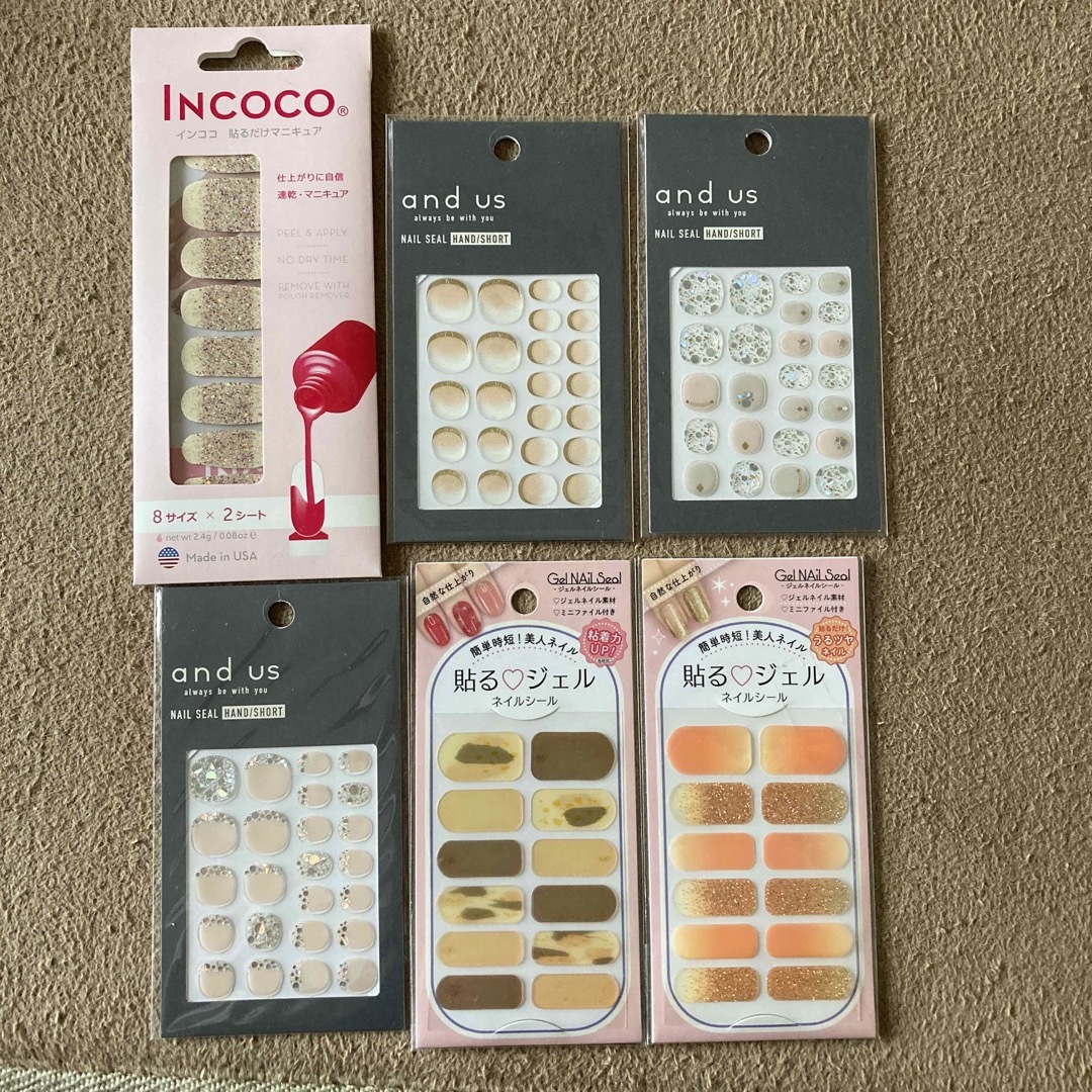 Incoco(インココ)のインココ　and us ジェルネイルシール　ネイルシール　セリア　スリーコインズ コスメ/美容のネイル(ネイル用品)の商品写真