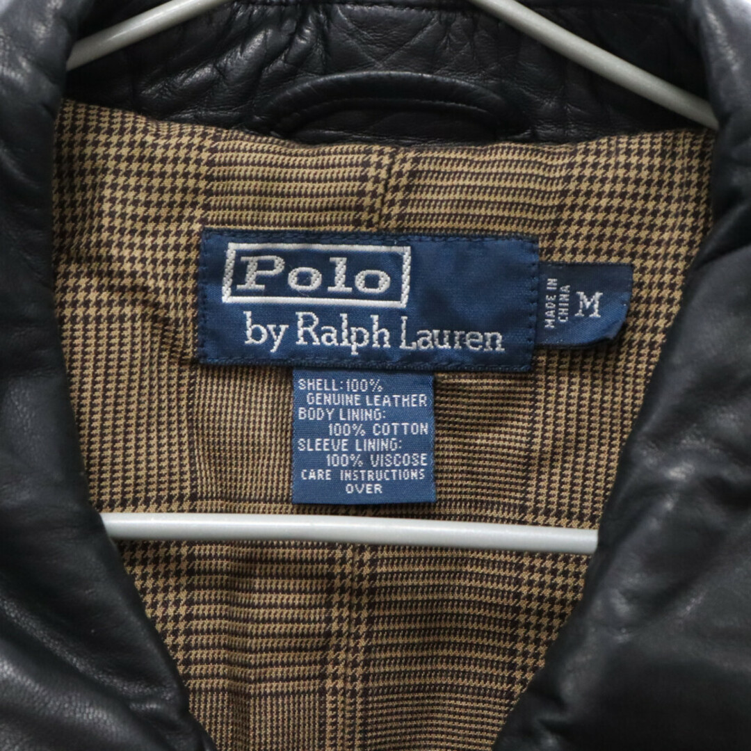 POLO RALPH LAUREN(ポロラルフローレン)のPOLO RALPH LAUREN ポロラルフローレン ラムレザー ジップアップジャケット ブラック メンズのジャケット/アウター(フライトジャケット)の商品写真