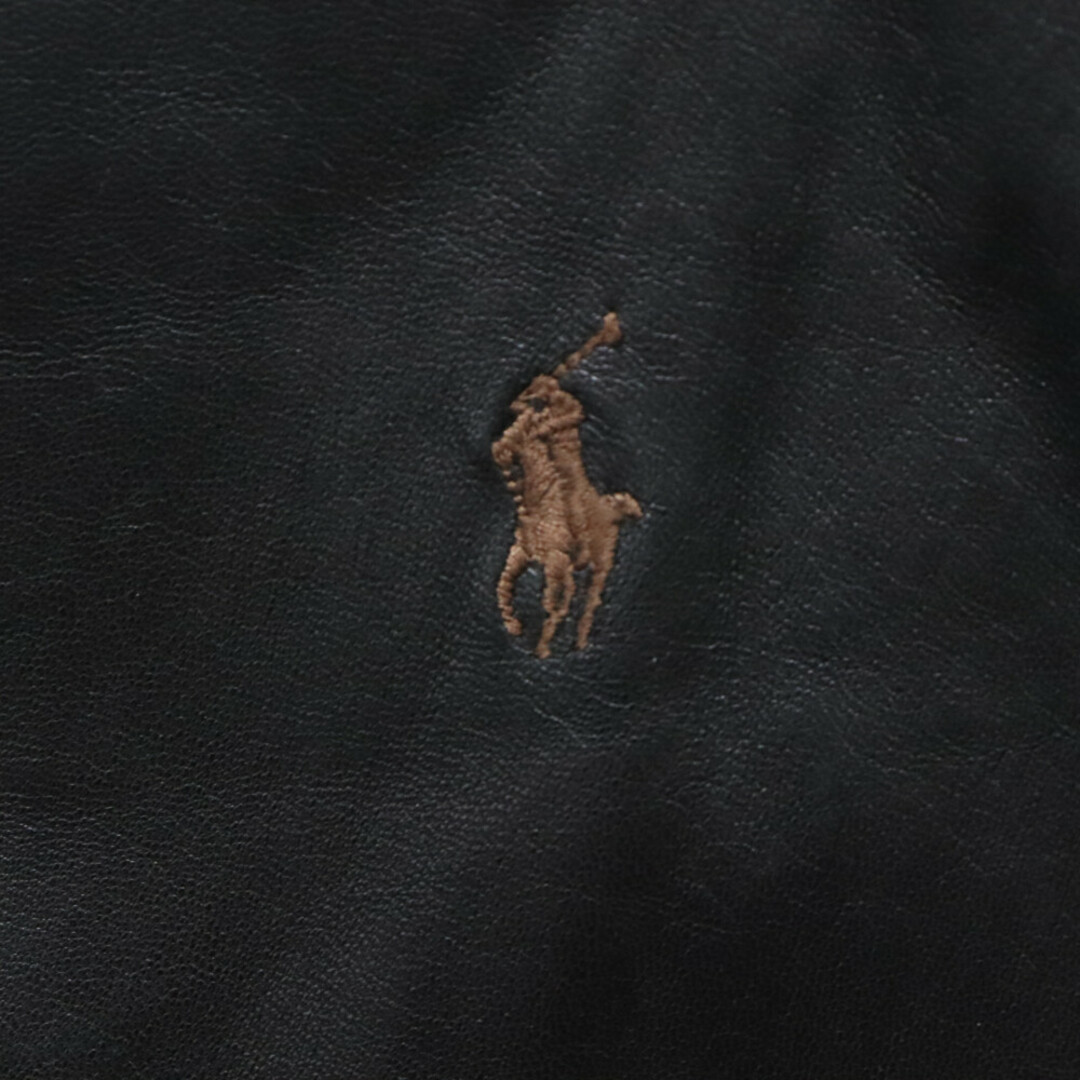 POLO RALPH LAUREN(ポロラルフローレン)のPOLO RALPH LAUREN ポロラルフローレン ラムレザー ジップアップジャケット ブラック メンズのジャケット/アウター(フライトジャケット)の商品写真